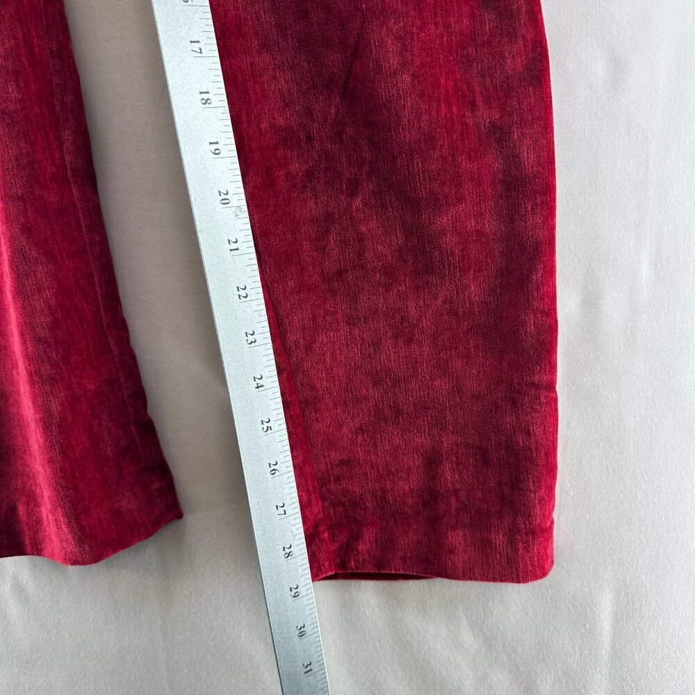 Hilary Radley Pants Womens Sz XS Velvet Mid Rise Slim Pull On Elastic Waist Red - Picture 10 of 10